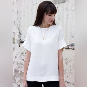 COS Women’s White Structured Short Sleeve Blouse Size 42/US 8 Minimalist EUC